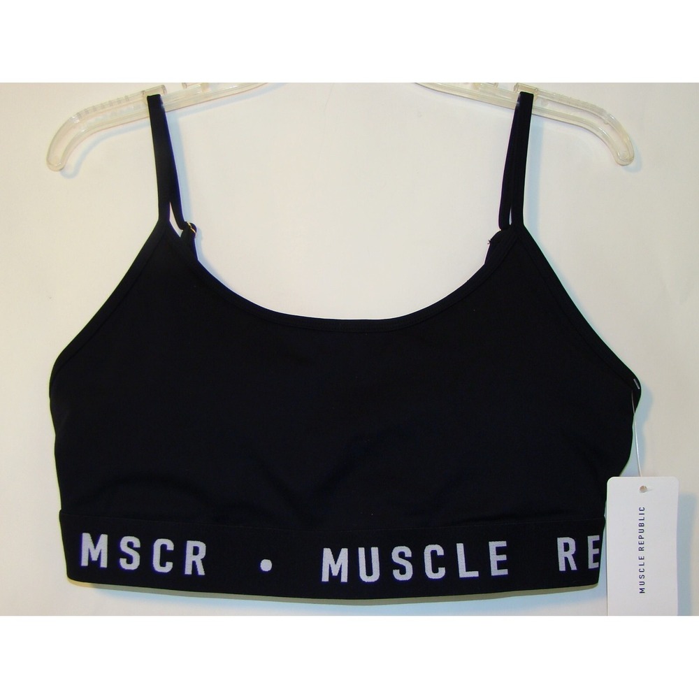 MUSCLE REPUBLIC FUNDAMENTALS BLACK ATHLETIC SPORTS BRA NEW SIZE XXL    A113